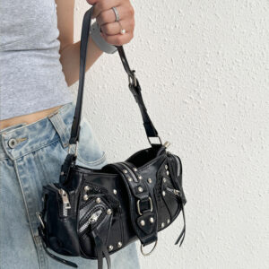 High-end Motorcycle For Women, 2026 New Niche Fashion Underarm Trendy Studded Shoulder Bag, Versatile Crossbody Bag