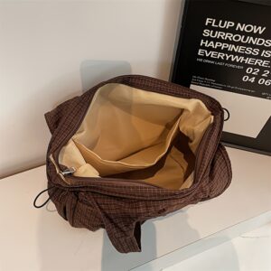 Ins Minimalist Beige Jacquard Dot Tote Bag Soft Light Fabric Multi Compartment Design Ladies Commute Travel Casual