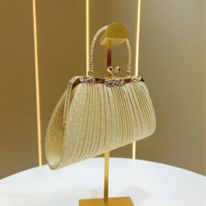 New Women’s Pleated Handbag Socialite Elegant Party High-End Luxury Handheld Evening Bag