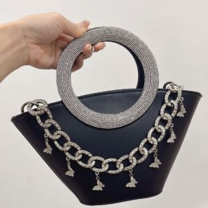 Women’s Bags Same 24 New Tote Bring Diamond Round Handle Hand Held Basket Shoulder Messenger Bag