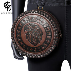 Viking style medieval hanging belt coin purse Knight vintage embossed waist bag