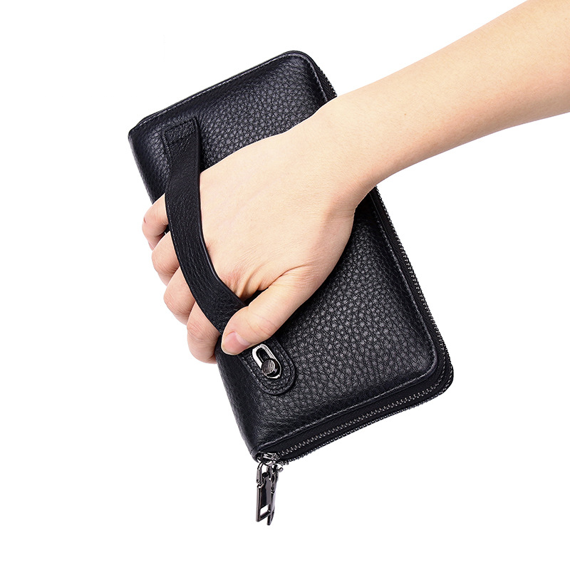 Genuine Leather Wallet Large Capacity Clutch Mobile Phone Coin Purse Men's Bag - Image 3