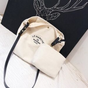 New Printed Crossbody With Letter Print, Commuter Shoulder Fashion Bag, Casual Shopping Mother-Daughter Canvas Bag For