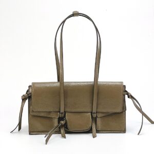 Women’s 2026 Autumn/Winter New Style Black Green Pocket Decoration Trendy Handheld Single Shoulder Underarm Bag