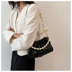 Fashionable Cloud Underarm For Women, Pearl Pleated Design Bag, Trendy Versatile Fresh Style Women’s Shoulder Bag