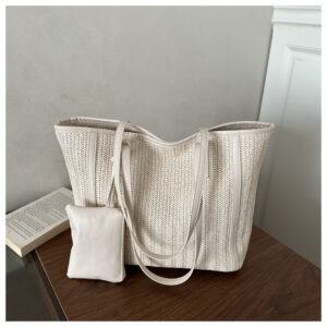 Niche Fashion Commuter Large-capacity Tote Bag, Straw-woven Versatile Shoulder Handbag, Holiday-style Woven Shopping Bag