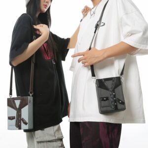 Unisex Crossbody Box Bag – Retro Geometric Sling Pack For Streetwear & Daily Essentials (Blue)