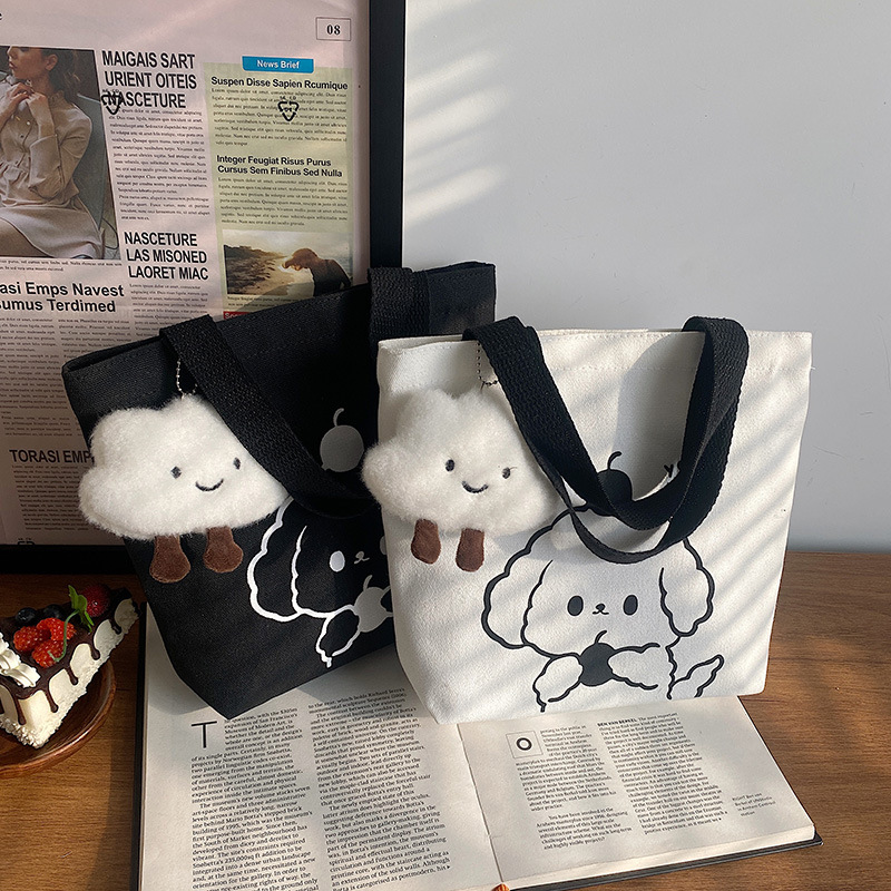 Women's New Japanese And Korean Version Small Fresh Cosmetic Storage Lunch Box Bento Girls Handbag Canvas Bag - Image 3