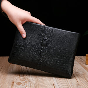 ​​Premium Crocodile-Pattern PU Leather Men’s Envelope Clutch Bag – Stylish Durable Handheld Wallet For Business & Casual