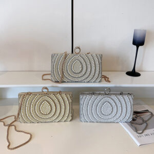 2026 New Pearl Inlaid Diamond Banquet Socialite Clutch Crossbody Single Shoulder Prom Bag Evening Wear