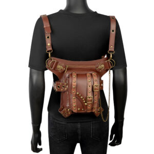 punk rock locomotive chain women’s shoulder messenger men’s waist bag
