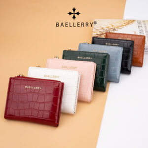 Baellerry Women’s Slim Wallet With Zipper – Compact Stone Texture PU Leather Bifold Coin Purse For Daily Essentials
