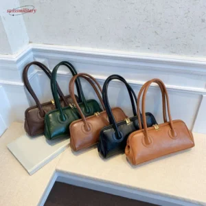 2026 New Boston Pillow Tote Women Real Leather Retro Bowling Bag Designer Handbag Large Capacity Crossbody Bags #54