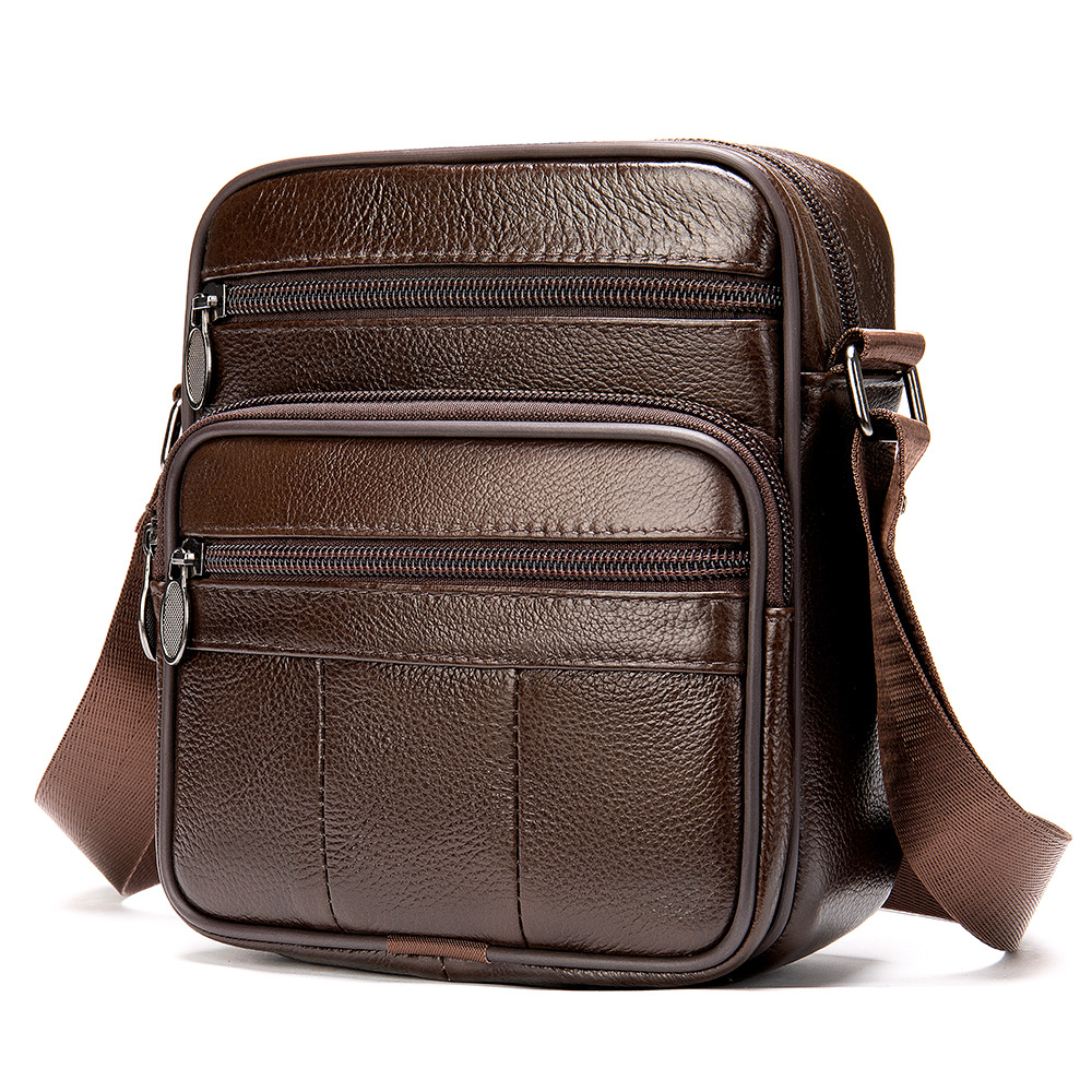 First layer genuine men's Men's single shoulder Business leather casual crossbody bag - Image 9