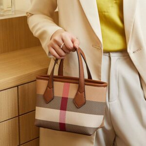 New handbag mini basket bucket Europe and the United States fashion plaid printed shoulder bag light luxury crossbody