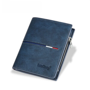 Men’s Bifold Wallet, 2 Styles Available Vertical & Horizontal, Vintage Faux Leather Purse, Color Strip Decor Multi Card
