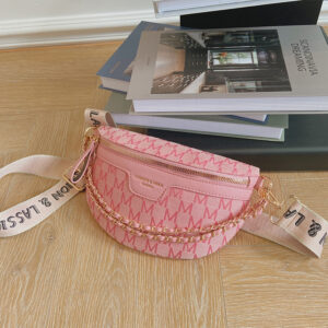 Women’s Fashionable PU Leather Chest Outdoor Sports Shoulder Crossbody Bag Simple Versatile Design