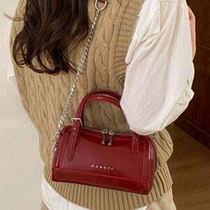 Women’s Shoulder Bag – Stylish PU Crossbody Purse For Work & Travel, Vintage Boston Design With Zipper Closure