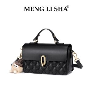 MENGLISHA Classic Checkered Lock Top Handle Box Bag – PU Structured Shoulder Purse For Work & Daily Outfits