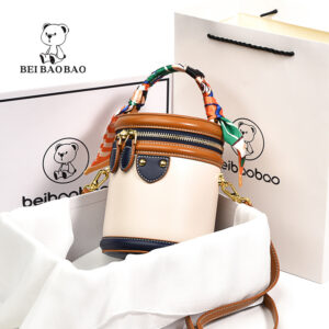 Women’s round Cylinder Handbag/Crossbody Bucket Bag Niche Design High-End Feel New Style Luggage & Bags