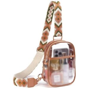 Designer fashion new pvc jacquard strap women’s single backpack heavy duty transparent chest storage bag