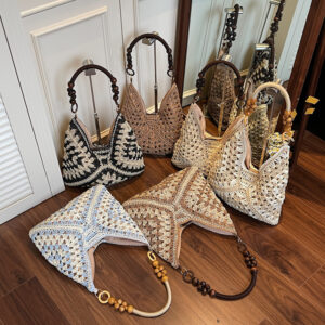 Woven Hand-held Tote Women’s Contrasting Color Shoulder Bag, Casual Armpit Bag
