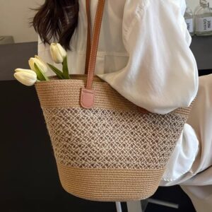 Summer Beach Vacation Straw Woven For Women 2026 New Fashion Commuter Shoulder Tote Bag Trend