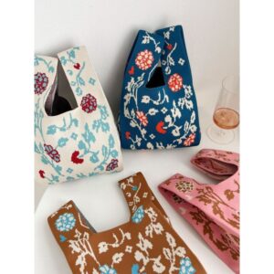 New Hydrangea Beautiful Summer Women’s Handbag Korean Style Fashionable Open Knit Vest Small Tote Bag