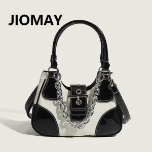 JIOMAY Luxury for Women Shoulder Bag 2026 Designer Handba Brand PU Leather Patchwork Wallets Chain Travel Crossbody