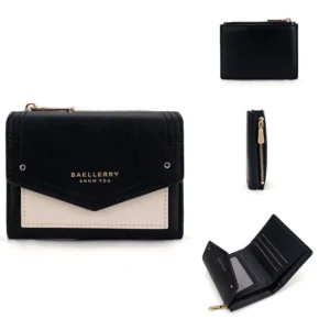 Women’s Short Wallet Baellerry Fashion Color Block Multi-Card Slot Zipper Coin Purse Card Holder For Women