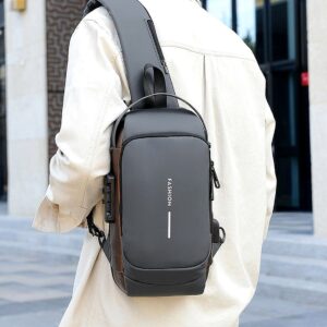 Breast Combination Lock, Anti-theft Cycling Sports Multi-function USB Charging, Men’s Shoulder Messenger Bag, Backpack.