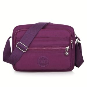 Multi Zipper Waterproof Nylon Crossbody Lightweight Casual Unisex Shoulder Sling Bag Everyday Travel Messenger Purse