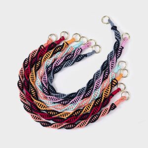 Color Blocked Rope Braided Wide Strap With Hardware Round Buckle For Bucket Single Shoulder Underarm Universal Crossbody
