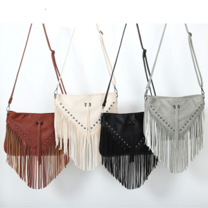 Bags Soft Leather Trendy Casual Rivet Tassel Shoulder Crossbody Women’s Large Bag