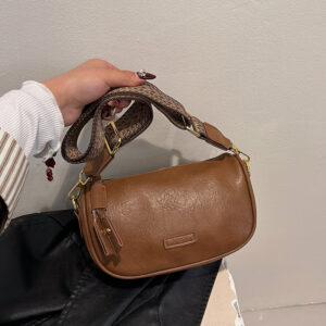 Cross-border Retro Small Square Women, Solid Color Texture, Single Shoulder Pillow Bag, Light French Style,