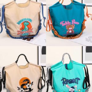 Handbag For Women Spring Summer New Embroidered Eco-friendly Shopping Cartoon Bear Shoulder Crossbody Storage Bag