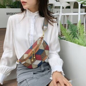 Trend Niche retro popular chest patchwork Fanny pack with wide shoulder strap crossbody bag Commuter shopping travel