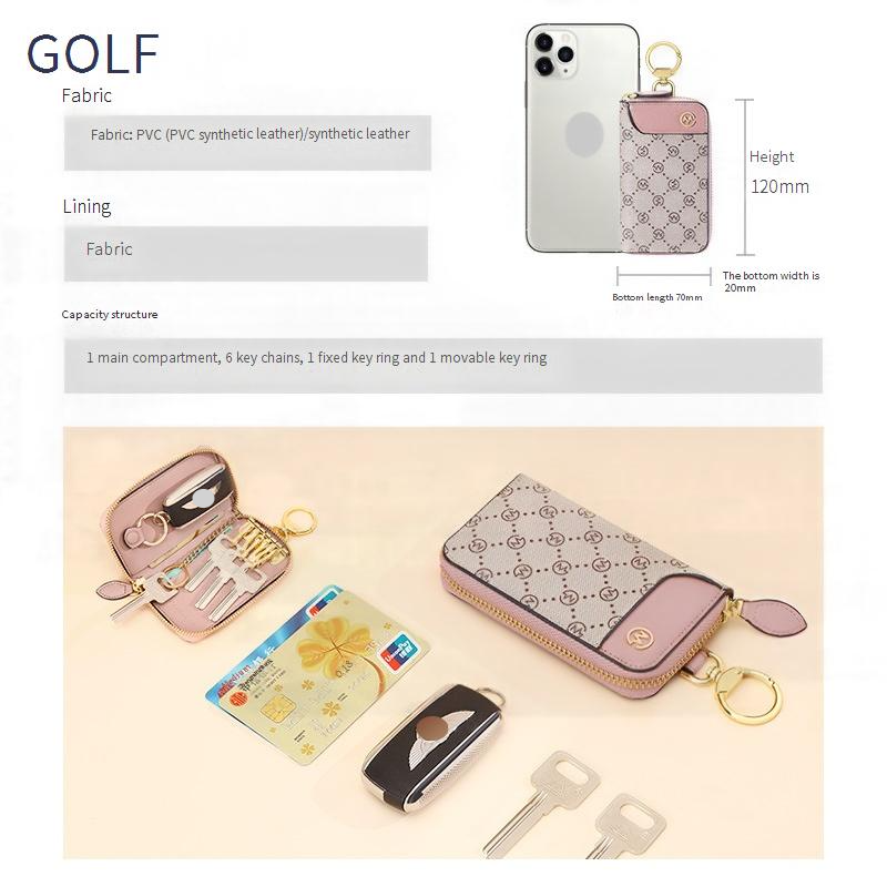 Golf GOLF Printed Fashion Card Zipper Coin Purse Car Key Chain Bag Women - Image 3