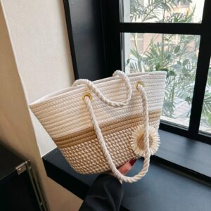 Floral Woven 2026 New Trendy Fashion Straw Tote Versatile Large Capacity Shoulder Bag For Women