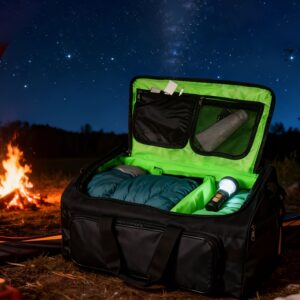 Black Basketball Sports Duffel Bag With Neon Green Accents A Shoe Compartment. It Is Suitable For Gym Workouts And