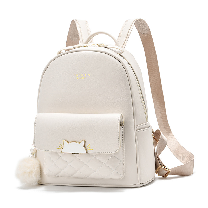 Fashion Soft Leather Women Net Celebrity Shopping Cartoon Large Backpack Leisure - Image 6
