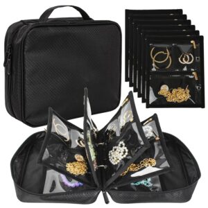 Travel Luggage Organizer Bag, Detachable Loose Leaf Jewelry Book, Earring Necklace Storage Box