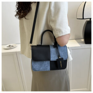 2026 New Niche Design Patchwork Color Block Small Square For Women, Simple And Stylish Crossbody Bag, Fashionable