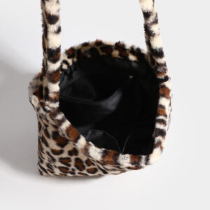 Bags Leopard Plush All Match Large Capacity Women’s Tote Bag Fashionable Personality Single Shoulder Handbag