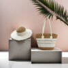 Hat + bag set khaki with white
