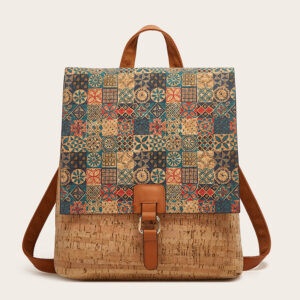 Cross Border New 2026 Fashion Retro Print Bark Flip Ladies Large Capacity Backpack Guangzhou Wholesale