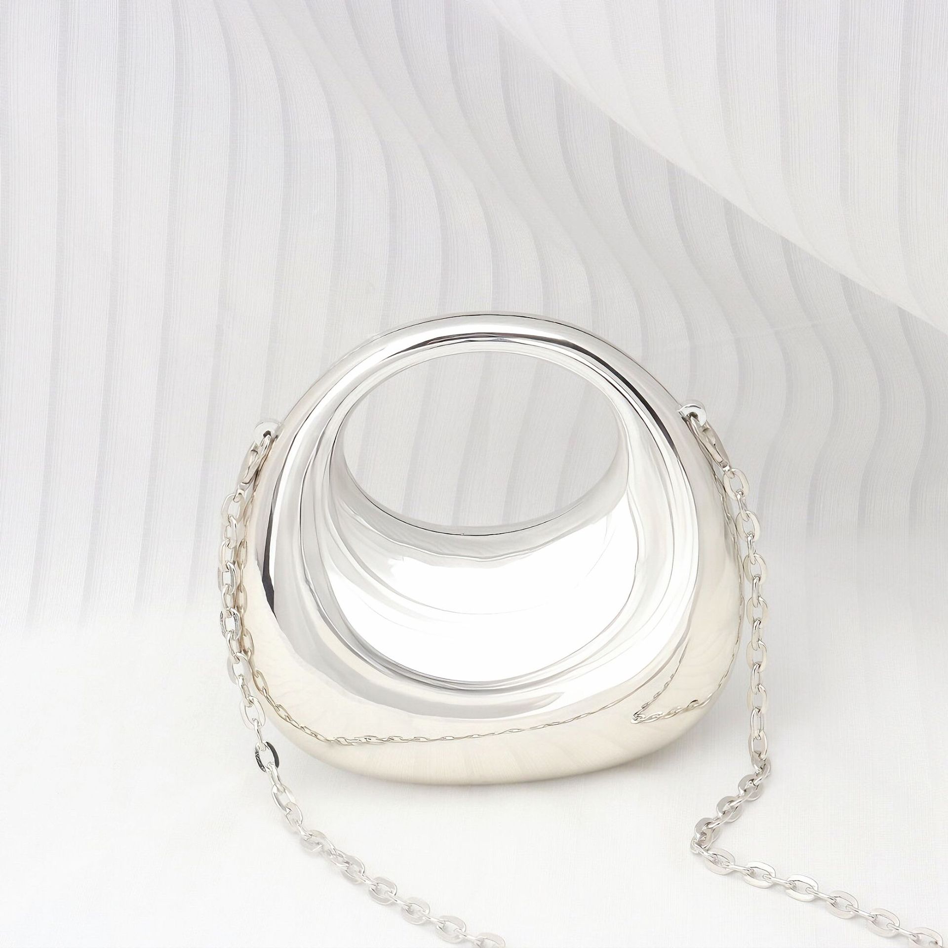 Creative Mini Handheld Crescent 2026 Evening Textured Acrylic Shoulder Bag Chain Crossbody - Image 7