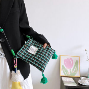 Exquisite Scottish Plaid High Saturation Niche Design Mini Crossbody Bag For Walking