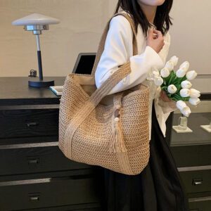 Summer Straw Woven for Women Handbags Handmade Raffia Beach Boho Shoulder Large Tote Tassel Shopping Bag Bolsas 2026