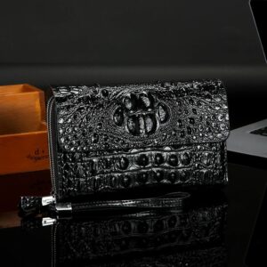2026 Leather Crocodile Pattern Clutch Double Zipper Multifunctional Men’s Bag, New Business Style With A